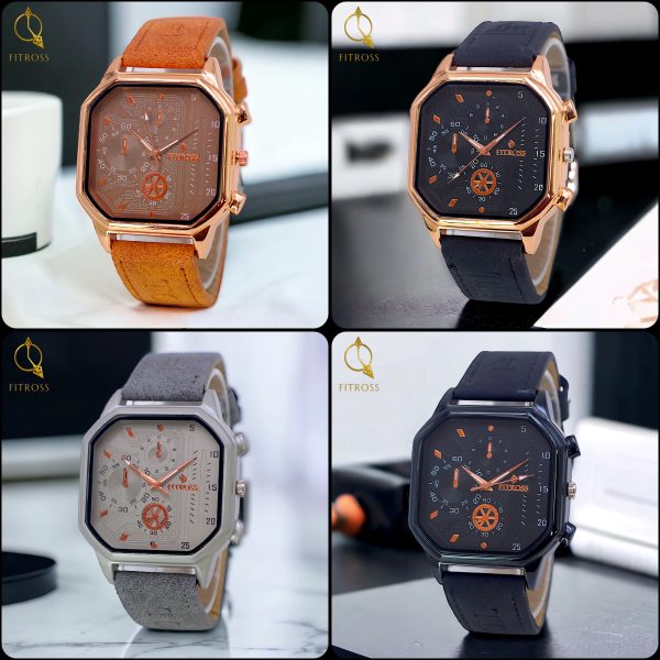 Fitros Square Strap Gents Watch –brown.(without Box