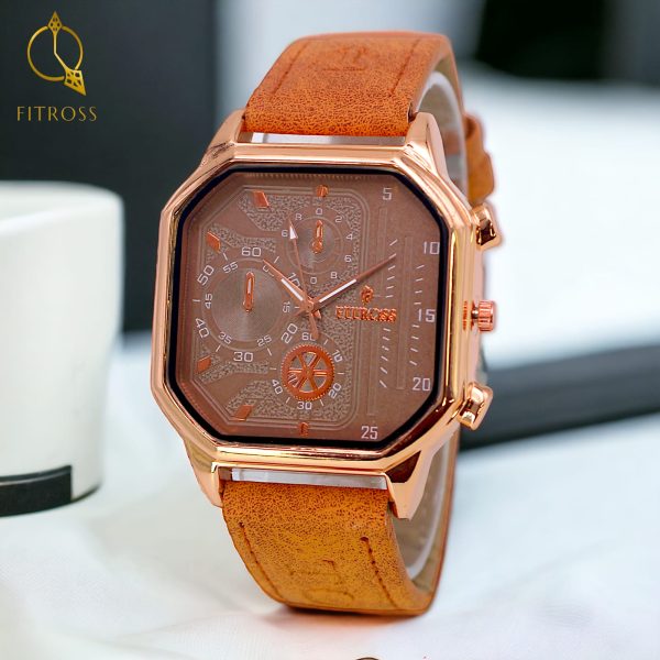 Fitros Square Strap Gents Watch –brown.(without Box