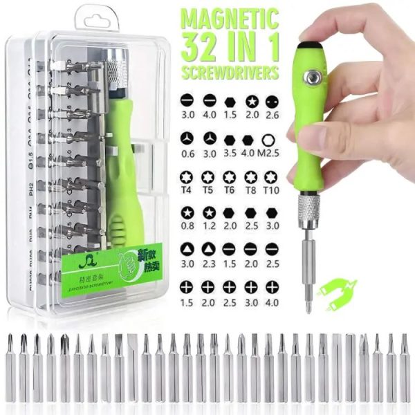 32 In 1 Mini Interchangeable Adjustable Precision Screwdrivers Bit Set Repair Tool Kit With Flexible Bar And Length – Screw Driver Tool Kit